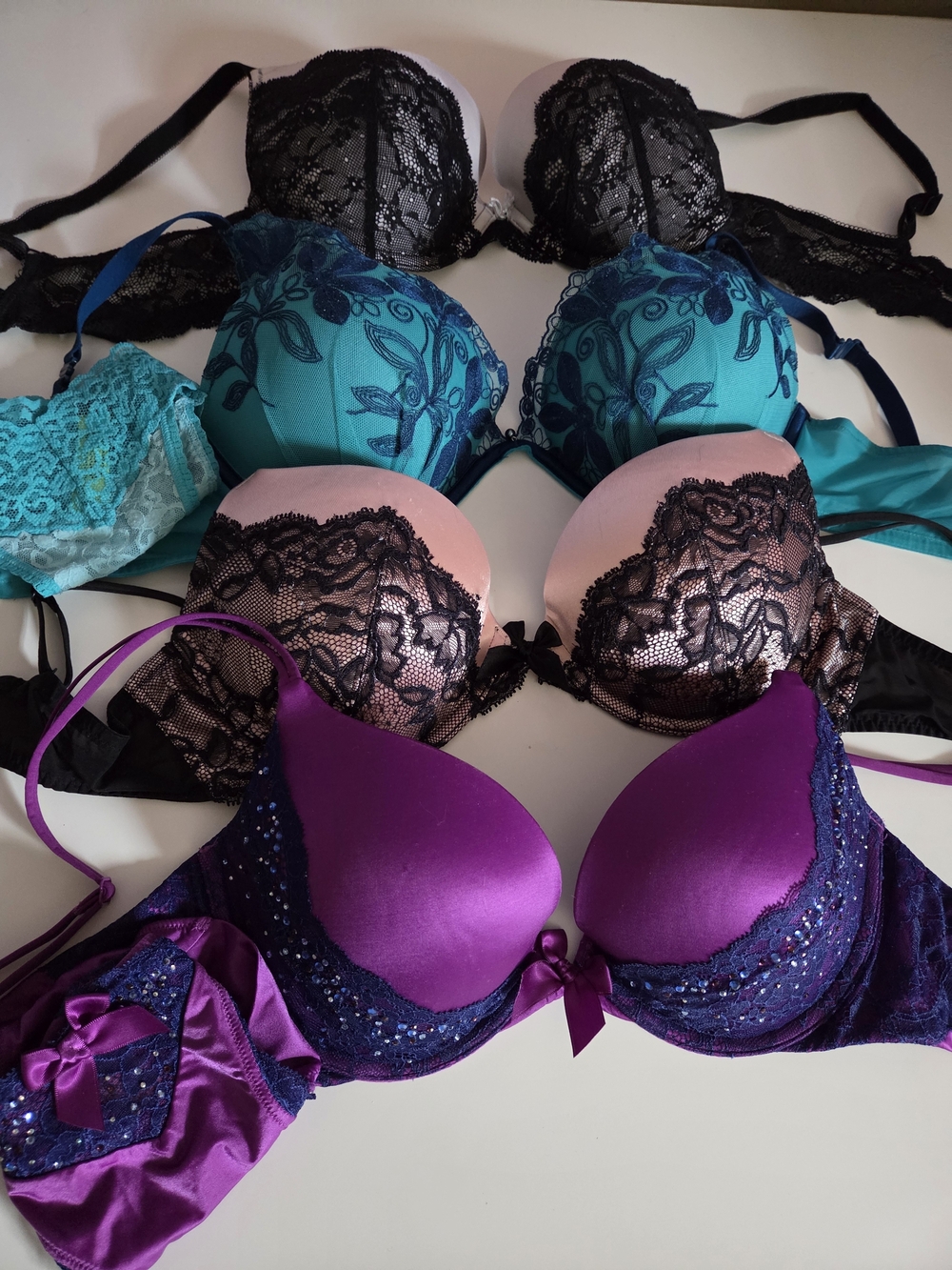 Victoria's Secret Lace & Embroidered Bra Mix - Purple, Teal, Pink, Black